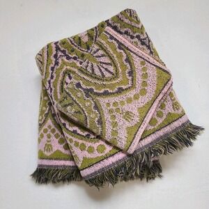 Vintage Martex Terri-Down Towel 3 Pc Mixed Lot Purple Green Fringe MCM